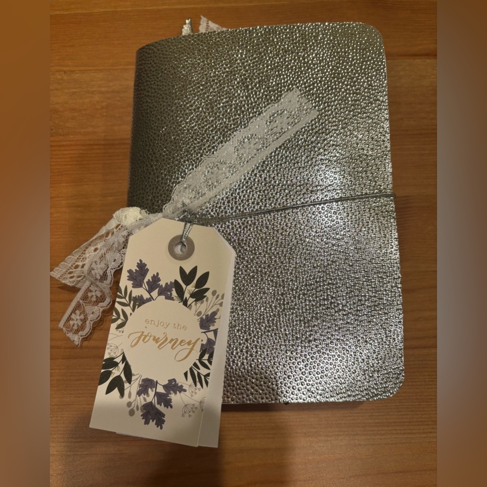 SILVER PERSONAL TRAVELLERS JOURNAL - HOME CRAFTED (Reduced price)